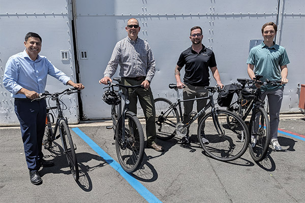 SPA employees in San Diego pose together after biking to the office on the annual Bike to Work Day