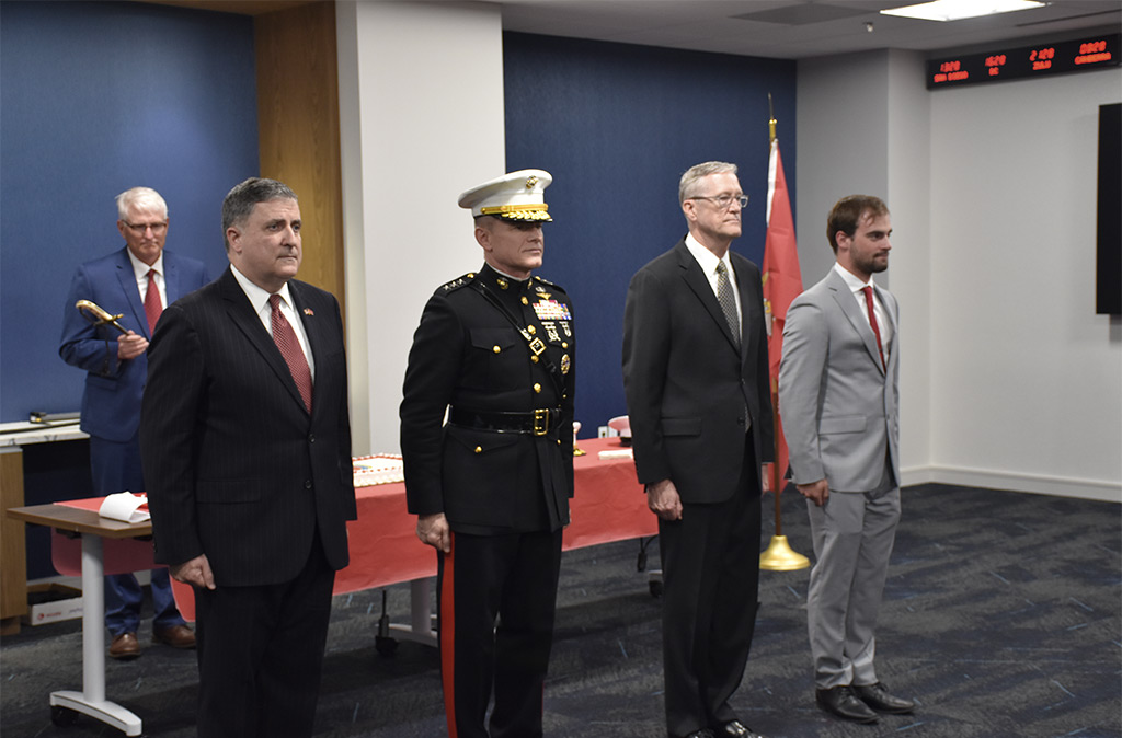 SPA HQ employees gathered to celebrate the 249th birthday of the United States Marine Corps with a traditional ceremony