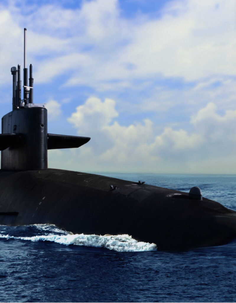 A stock image of a submarine depicting the sea domain that Systems Planning & Analysis serves