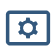 An icon depicting a gear