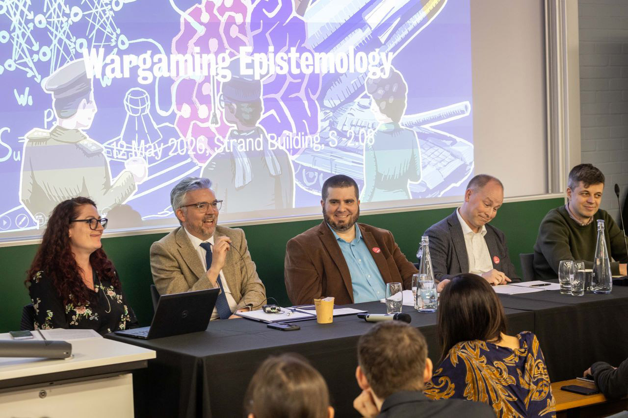 SPA Military Operations Analyst Paul Bussard, with Group W in SPA's Joint, OSW, Interagency Division, participated in discussions on analytic rigor and the role of wargaming during King's Wargaming Week 2026 at King's College London